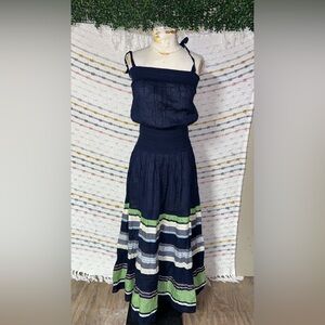Tory Burch Navy and Green Maxi Dress